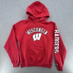 Vintage Wisconsin Badgers Hoodie Sleeve print Red Men’s Medium Pullover 90s